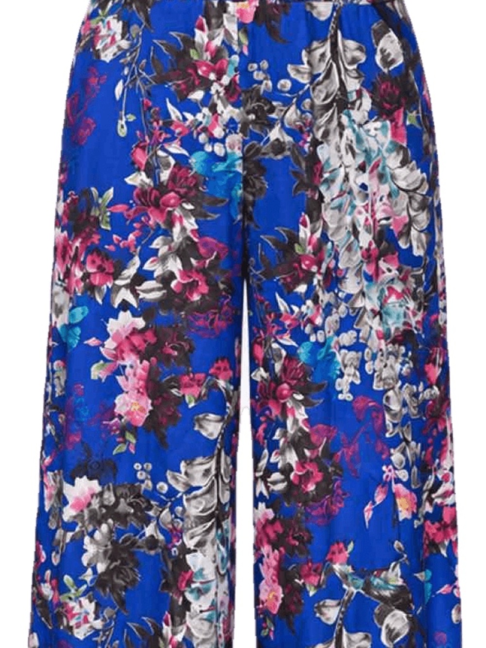 BeBe Blue Floral Print V-Neck Wide Leg Jumpsuit
